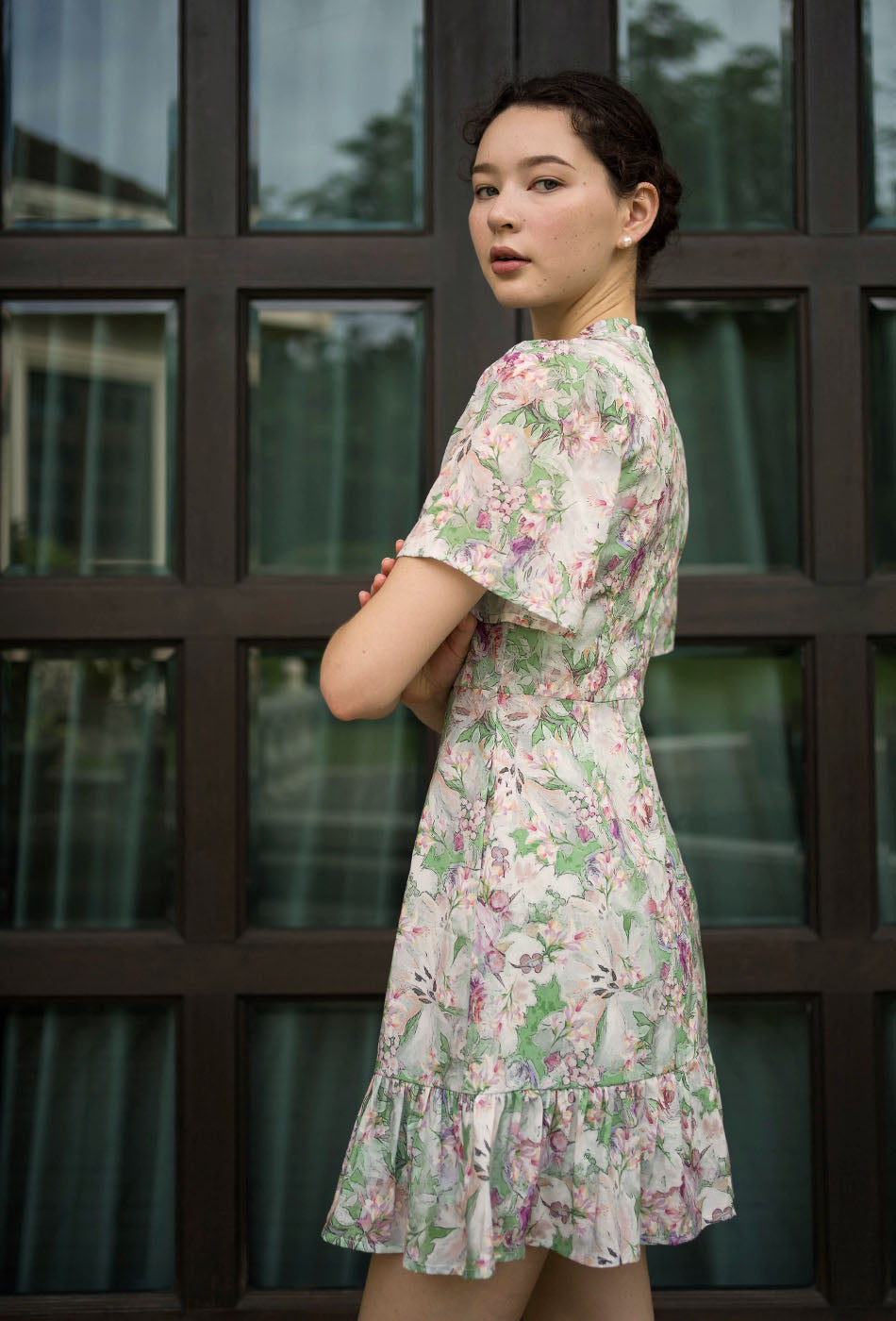 Tea Party Cotton Cheongsam in Sun-Kissed Green