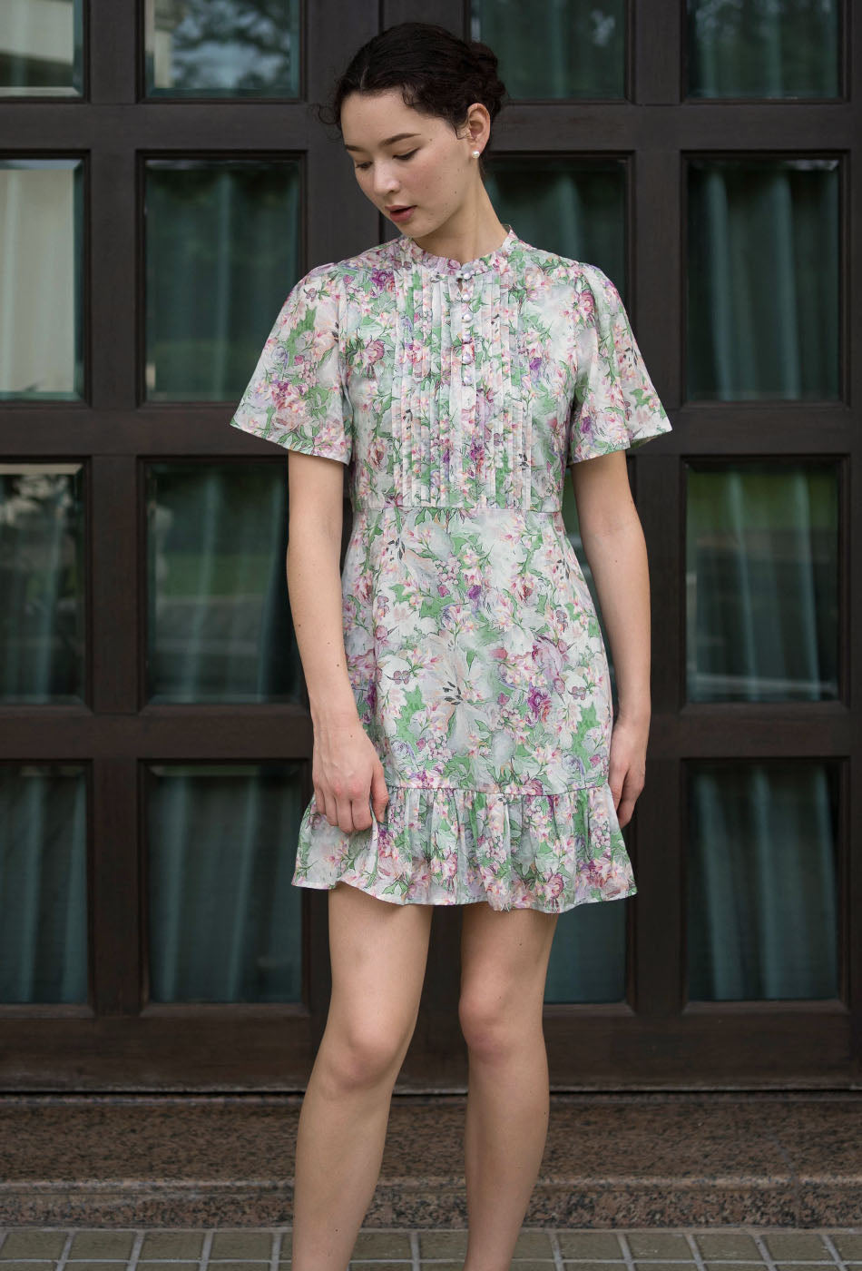 Tea Party Cotton Cheongsam in Sun-Kissed Green