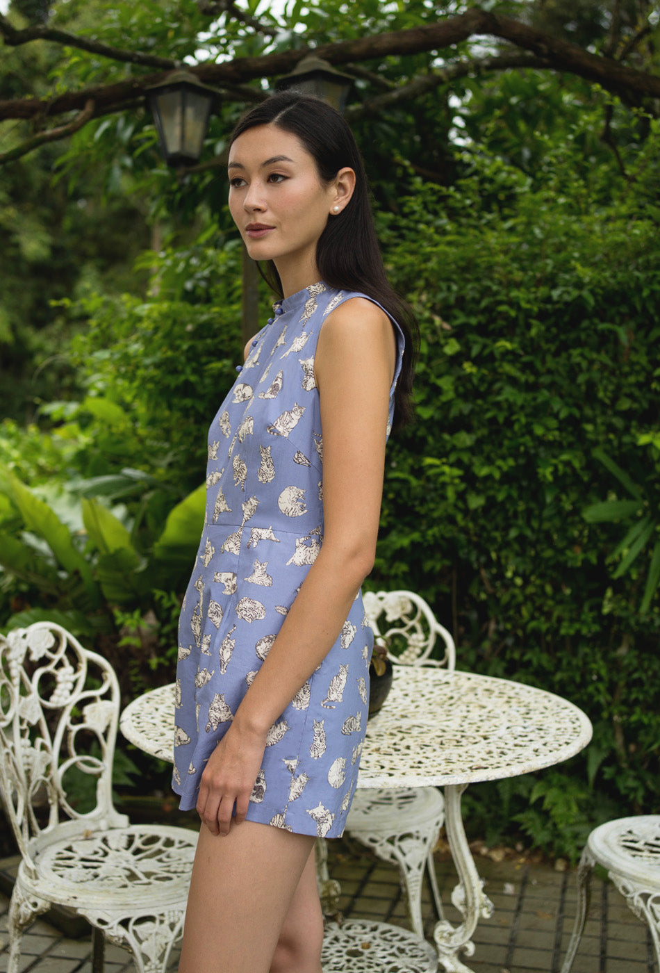 Teatime in the Garden Cheongsam Romper in Purrlune