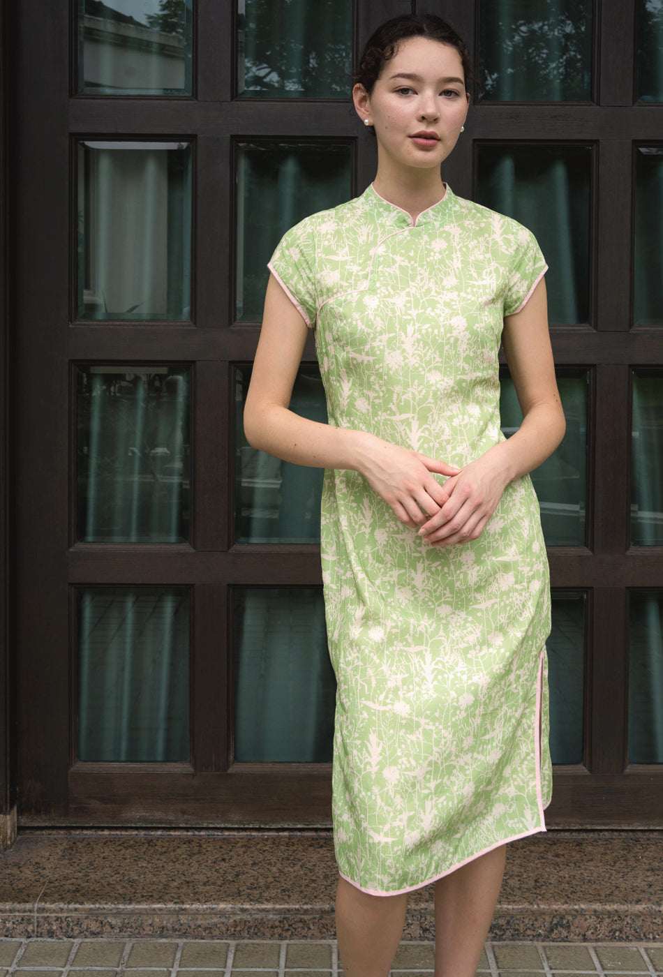 That's Amore Cotton Cheongsam in Greenery