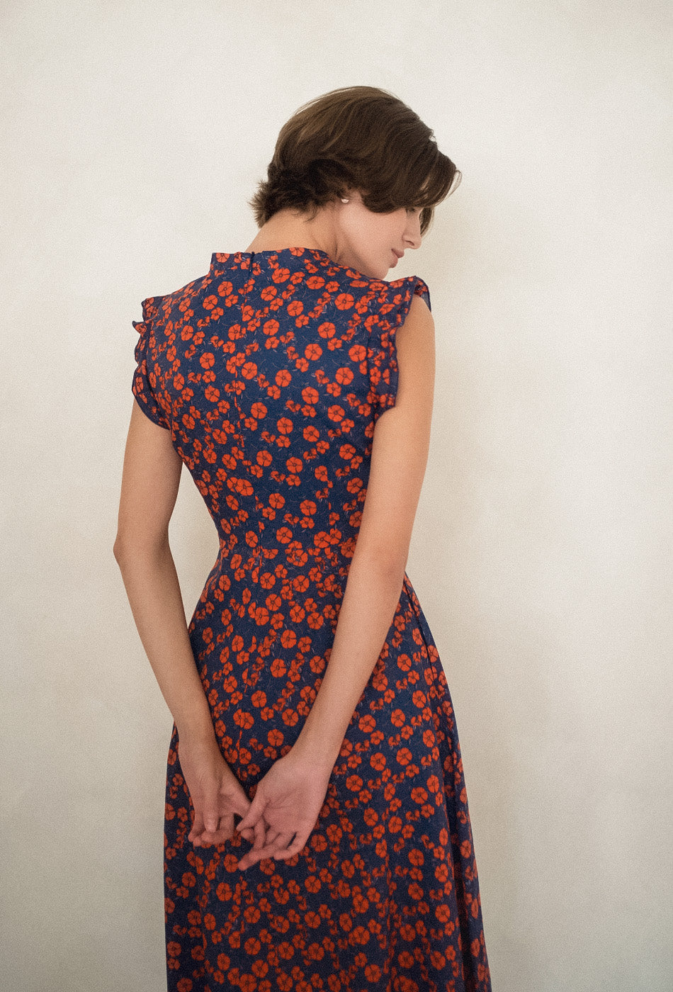 The Evermore Cotton Cheongsam in Midnight Poppies