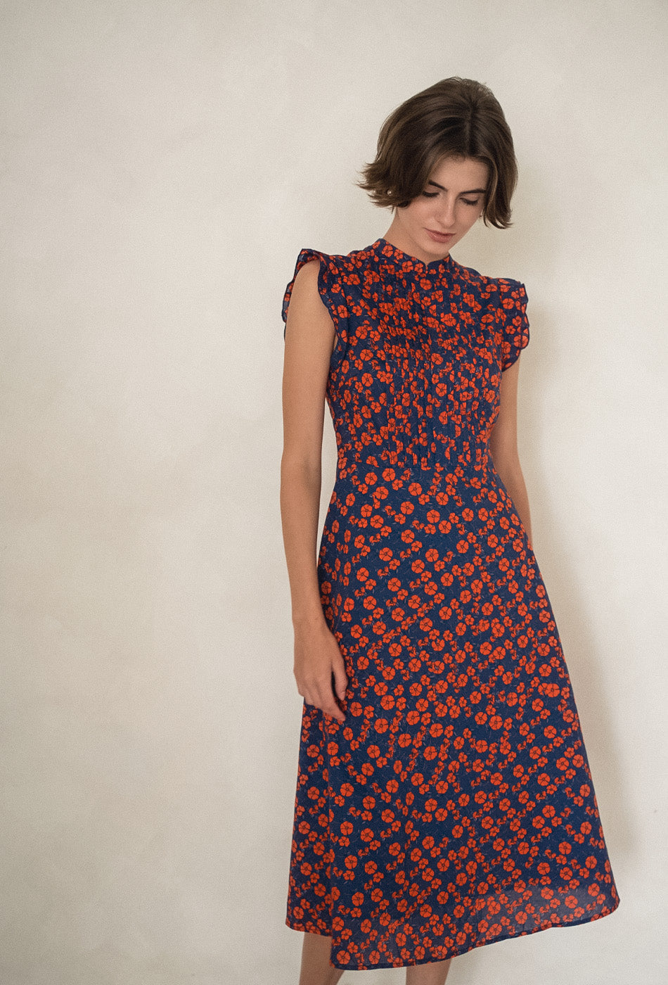 The Evermore Cotton Cheongsam in Midnight Poppies