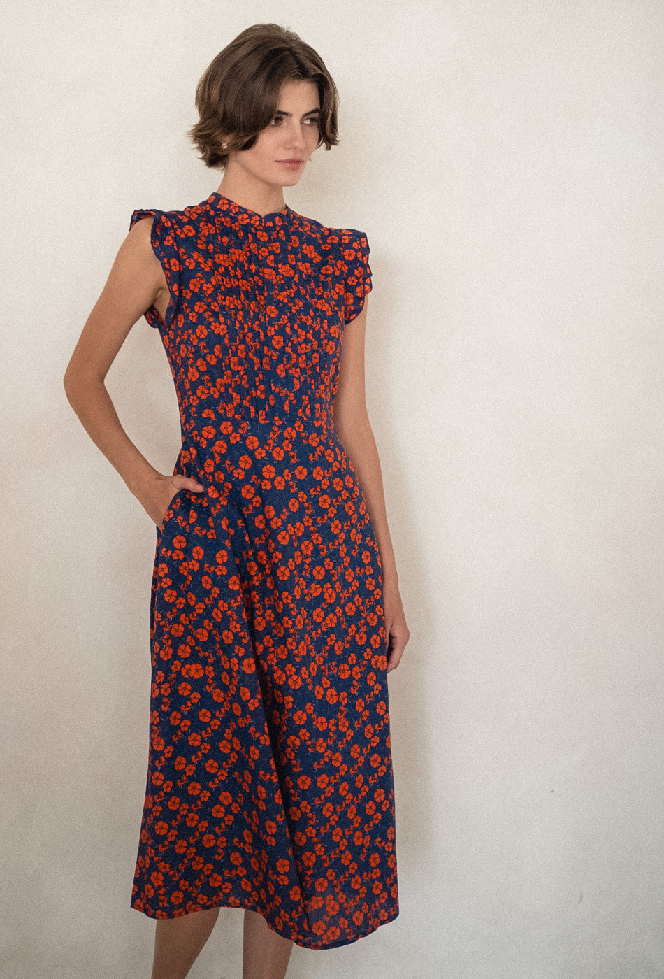 The Evermore Cotton Cheongsam in Midnight Poppies