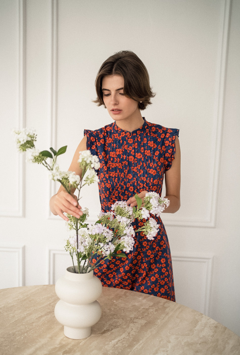 The Evermore Cotton Cheongsam in Midnight Poppies