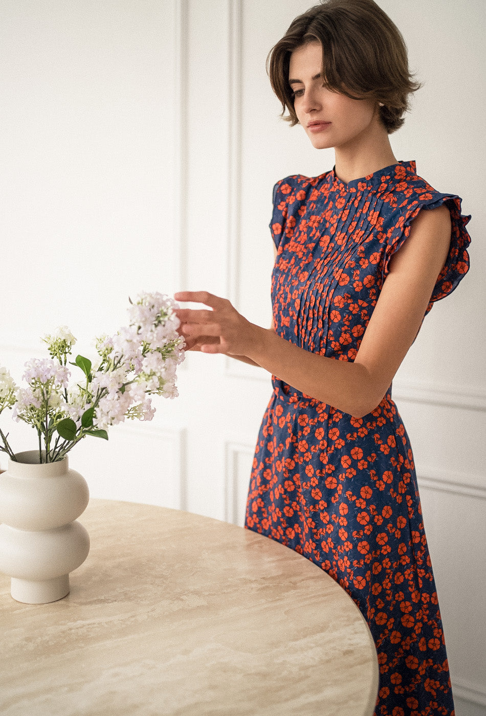 The Evermore Cotton Cheongsam in Midnight Poppies