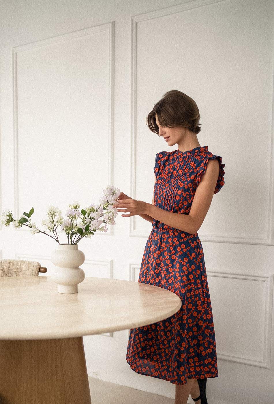 The Evermore Cotton Cheongsam in Midnight Poppies