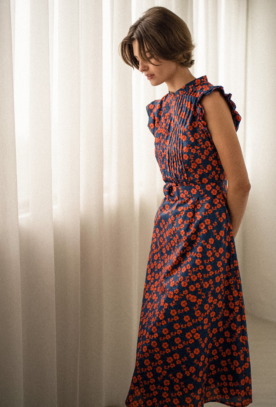 The Evermore Cotton Cheongsam in Midnight Poppies