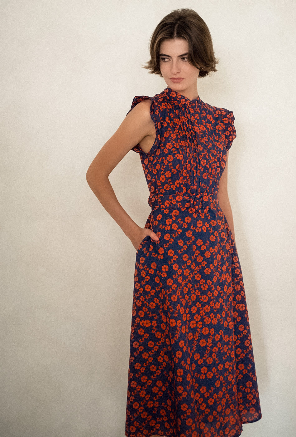 The Evermore Cotton Cheongsam in Midnight Poppies