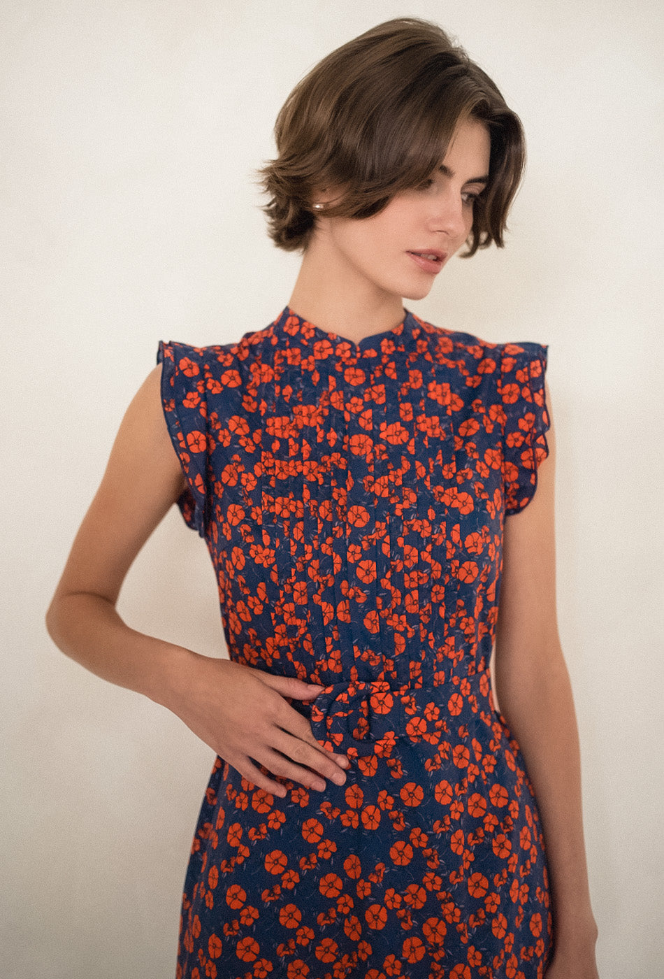 The Evermore Cotton Cheongsam in Midnight Poppies