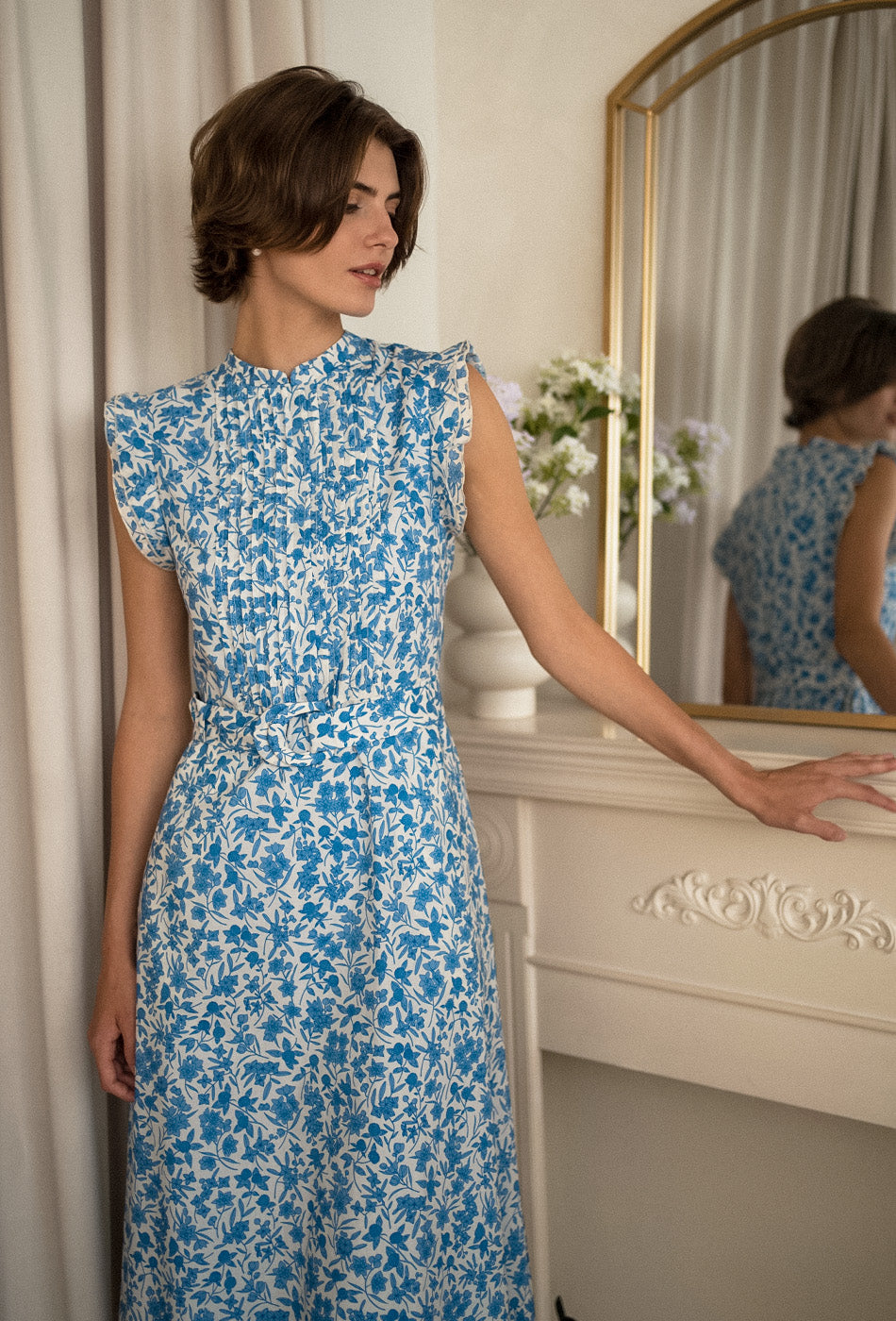The Evermore Cotton Cheongsam in Porcelain Garden