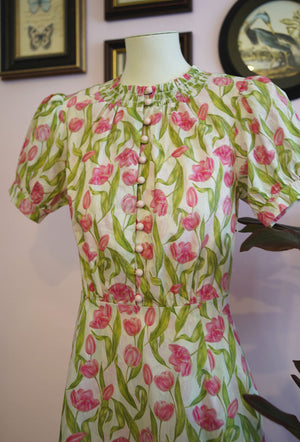 
                  
                    The Look Of Love Cotton Dress in Pink Tulips
                  
                