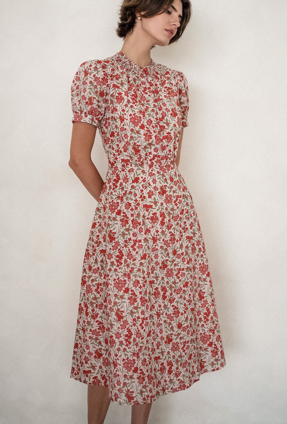 The Look of Love Cotton Dress in Scarlet Fields