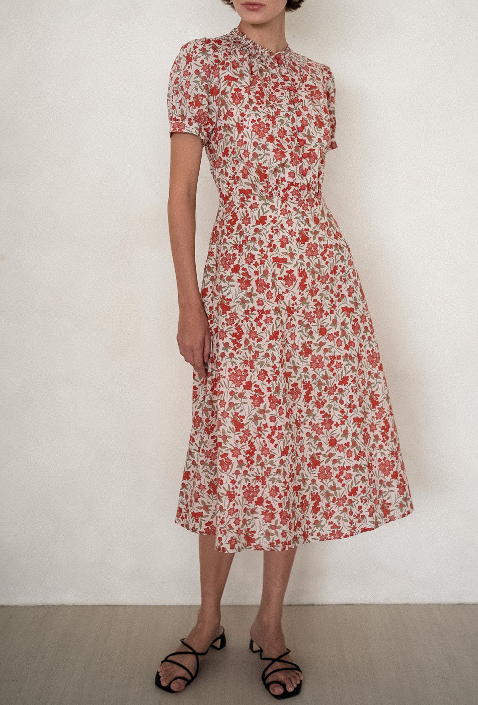 The Look of Love Cotton Dress in Scarlet Fields