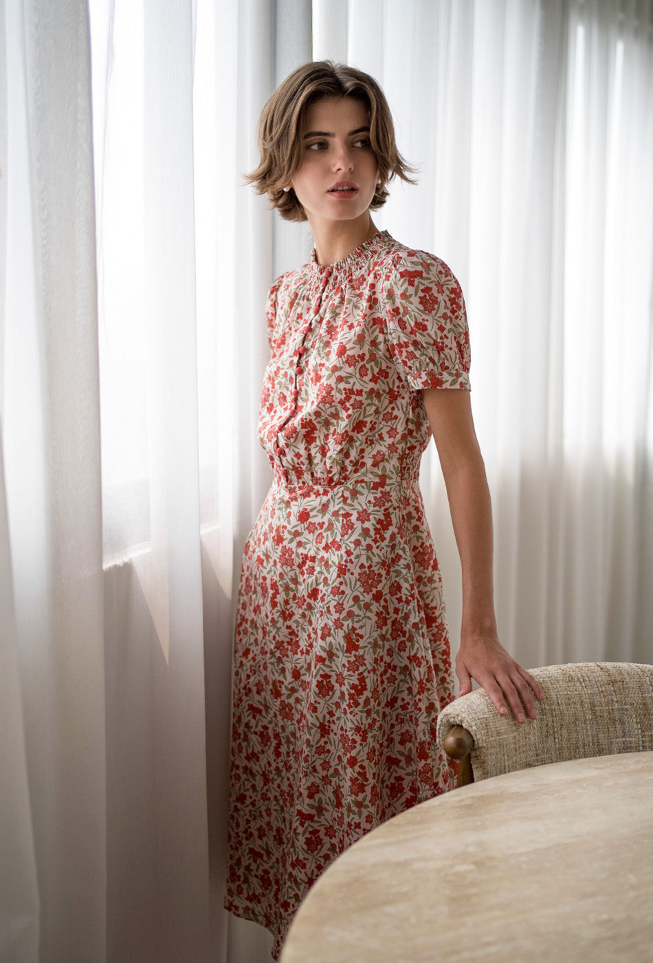 The Look of Love Cotton Dress in Scarlet Fields
