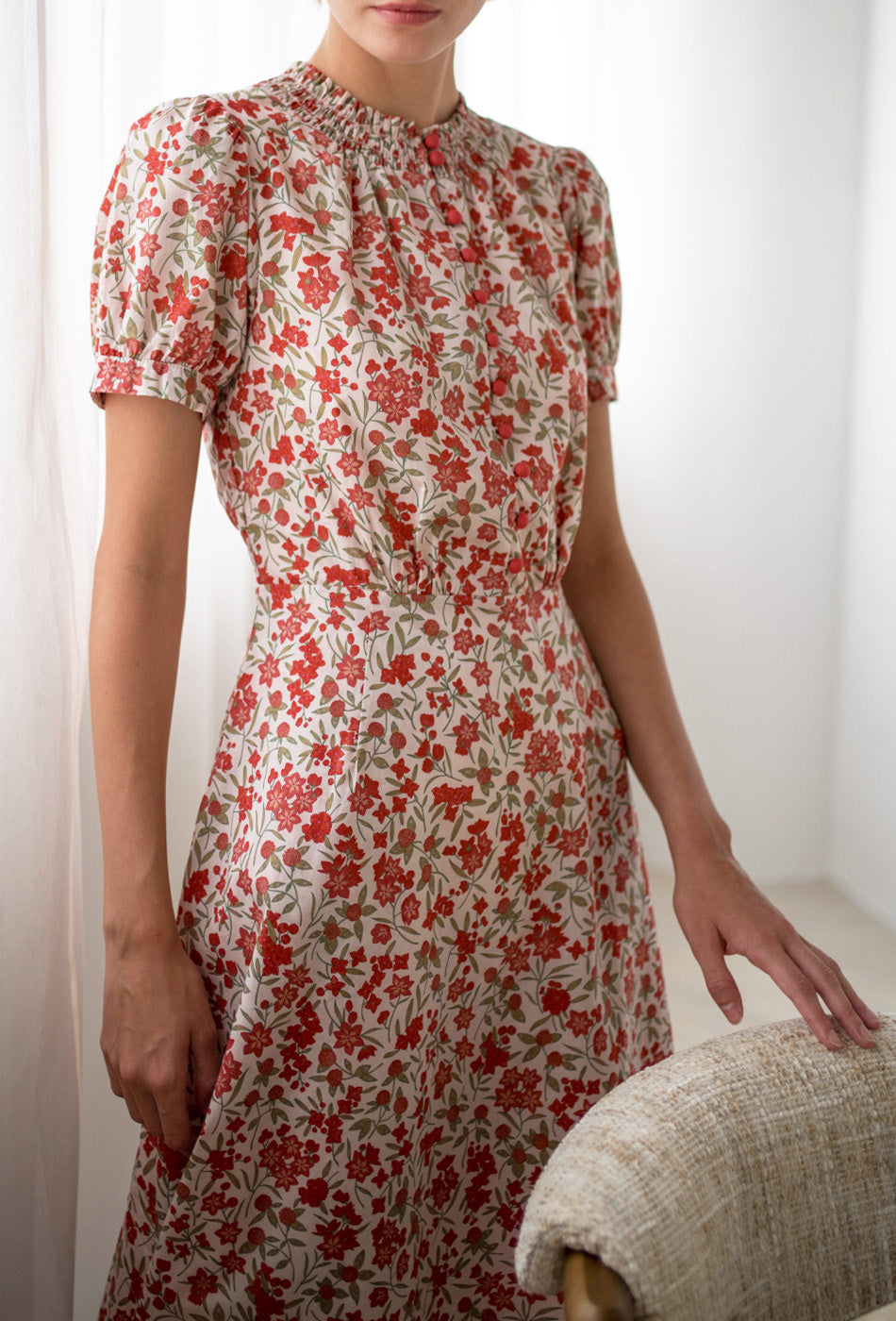 The Look of Love Cotton Dress in Scarlet Fields