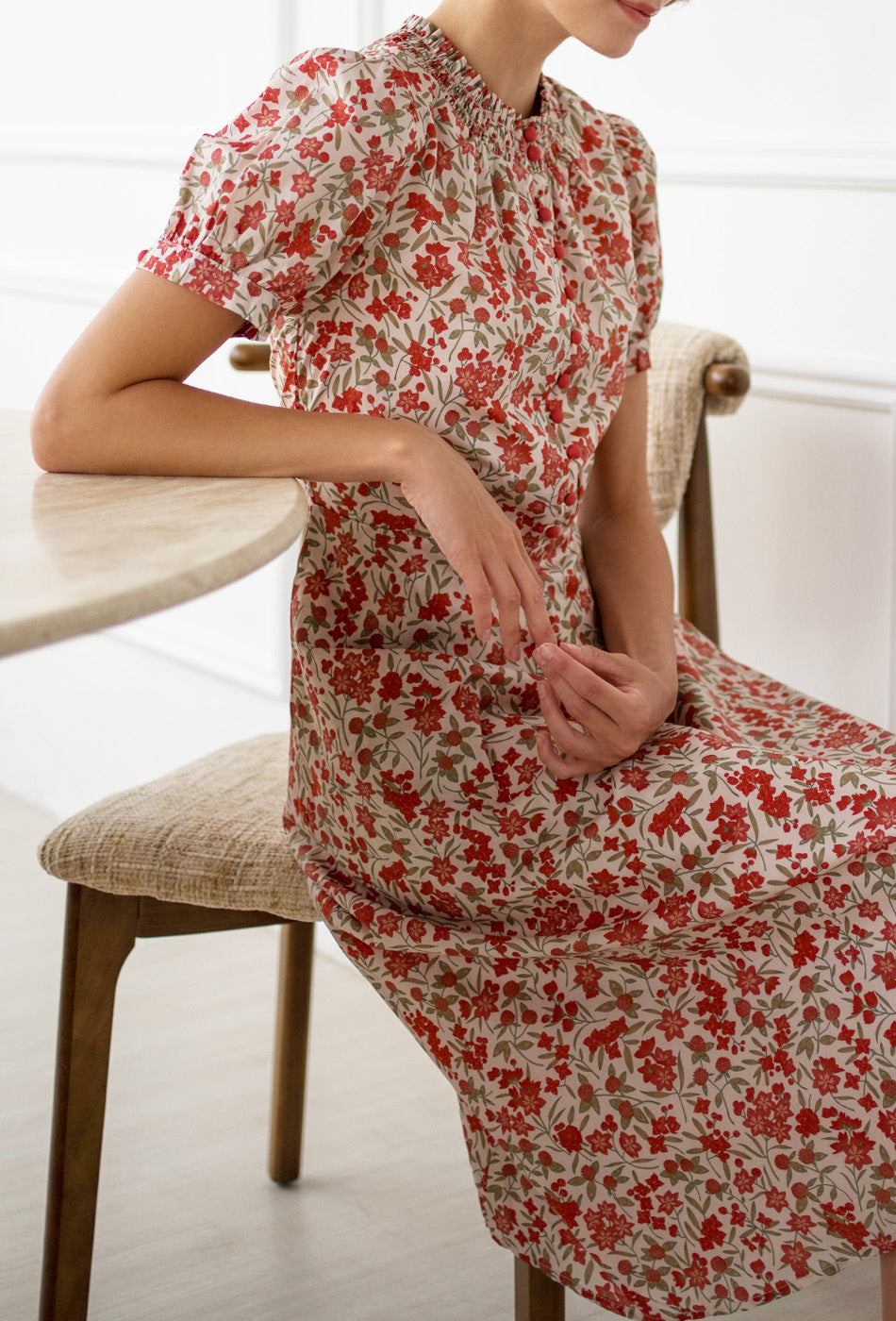 The Look of Love Cotton Dress in Scarlet Fields