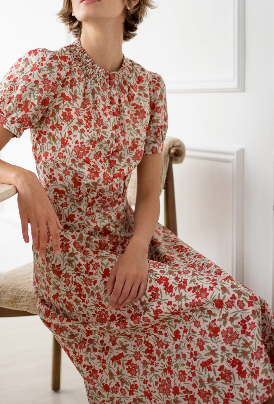 The Look of Love Cotton Dress in Scarlet Fields
