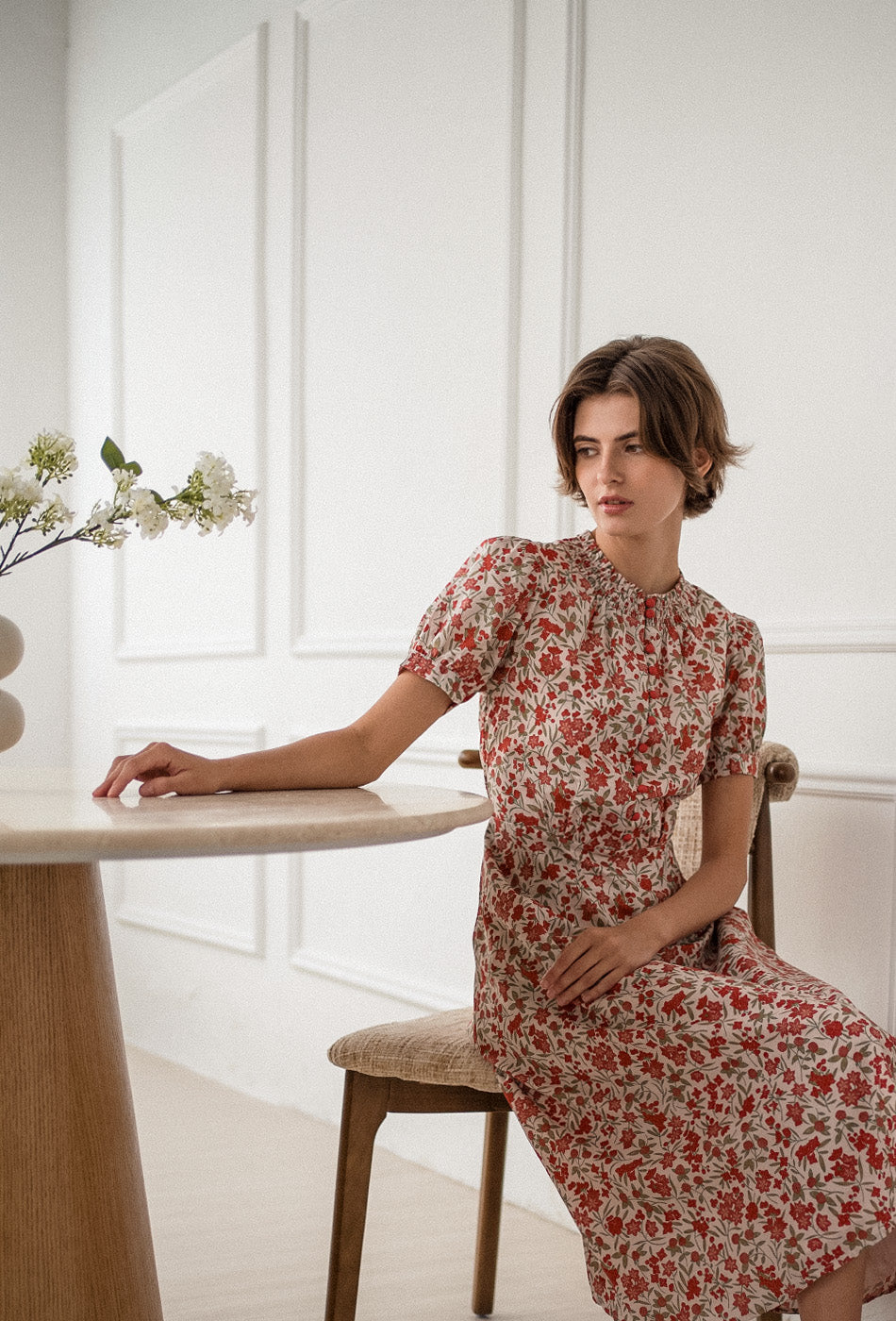 The Look of Love Cotton Dress in Scarlet Fields
