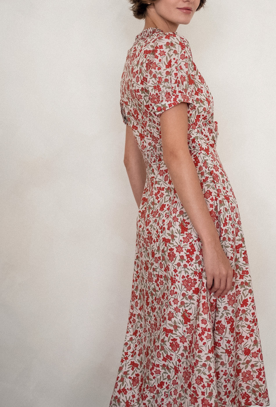 The Look of Love Cotton Dress in Scarlet Fields