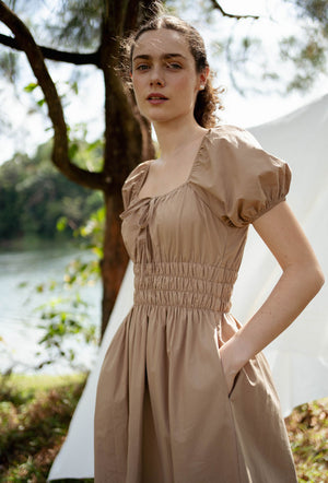 
                  
                    Vineyard Cotton Dress in Hazelnut
                  
                