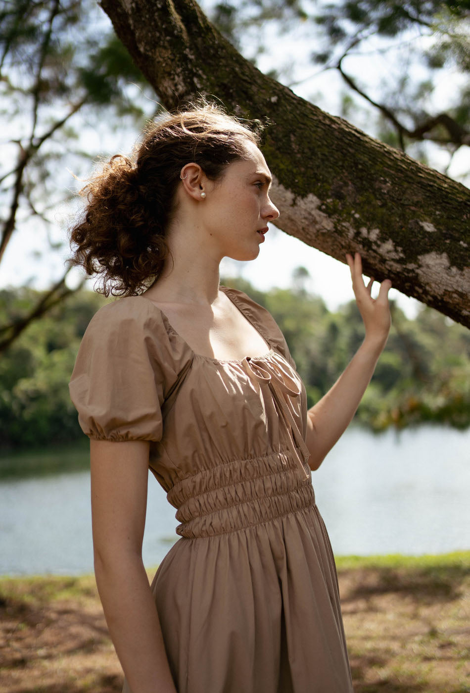 Vineyard Cotton Dress in Hazelnut