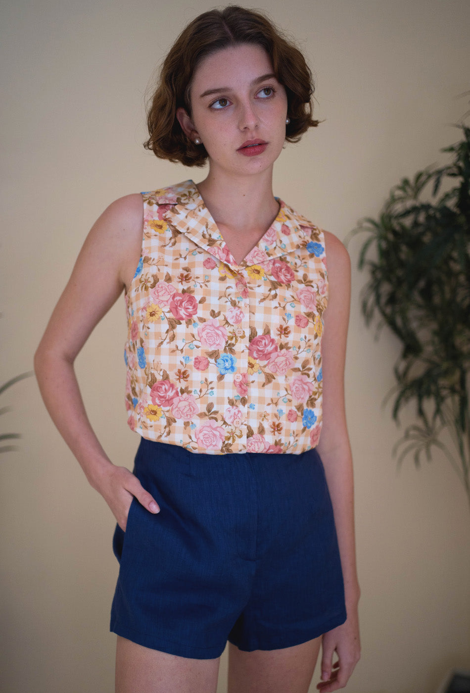 Vintage Sunshine Cotton Top in Antique Beige