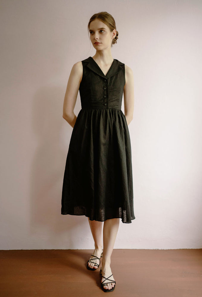 
                  
                    Vintage Sunshine Linen Dress in Black
                  
                