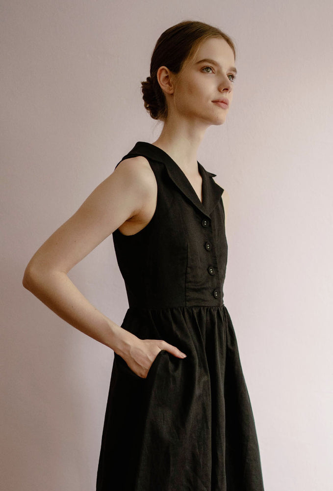 
                  
                    Vintage Sunshine Linen Dress in Black
                  
                