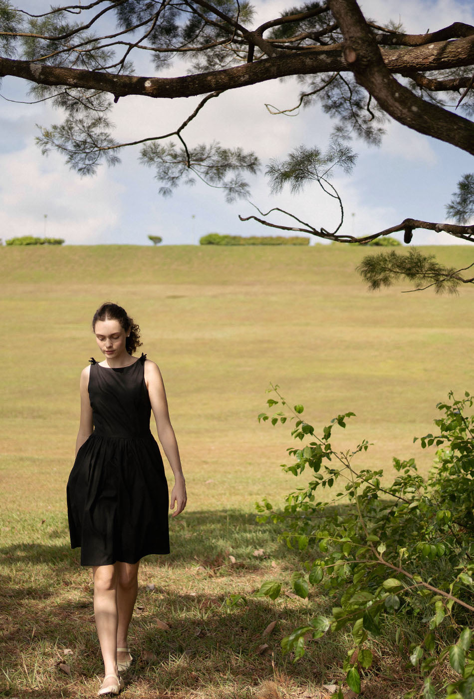 Wandering Through Time Cotton Dress in Black