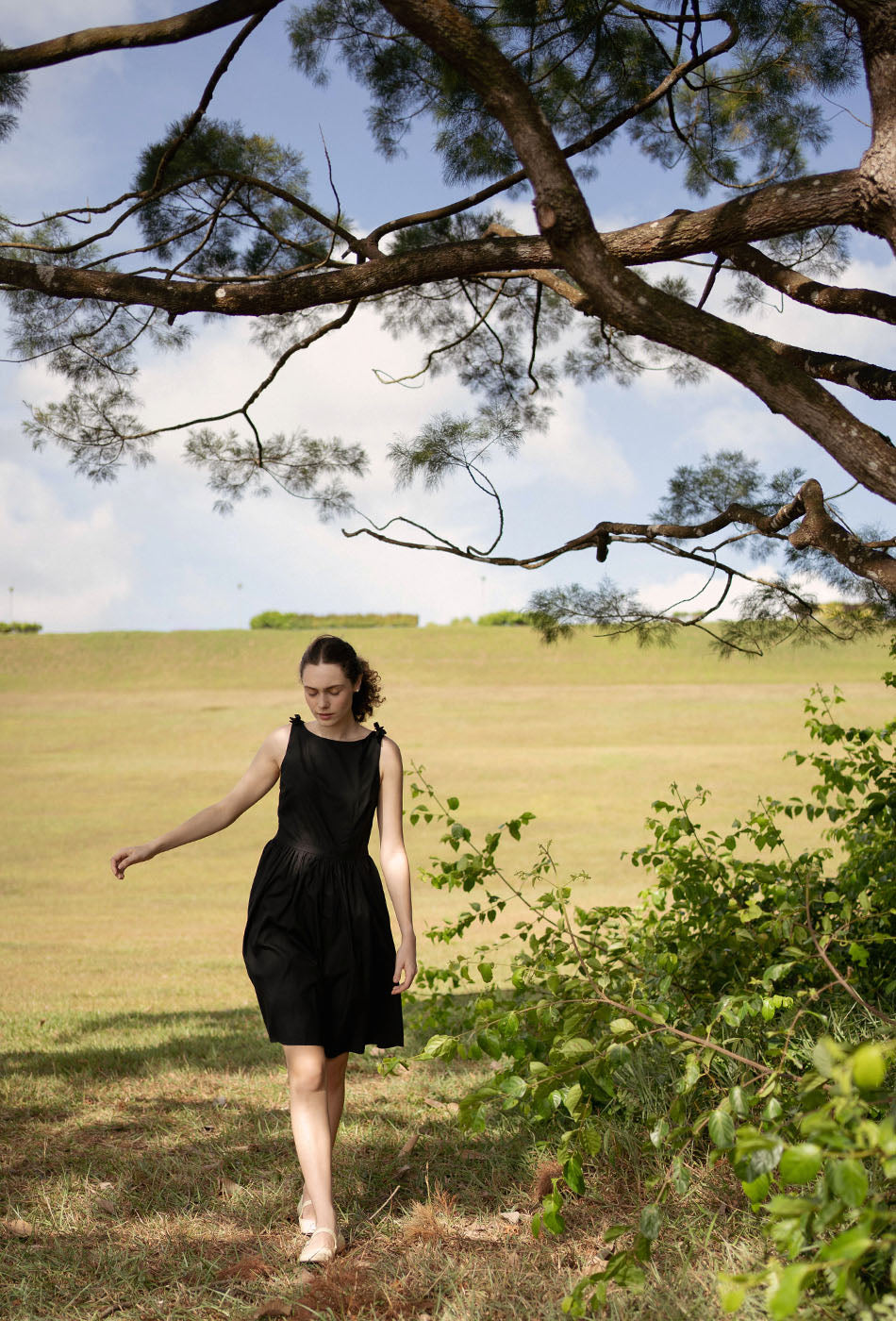 Wandering Through Time Cotton Dress in Black