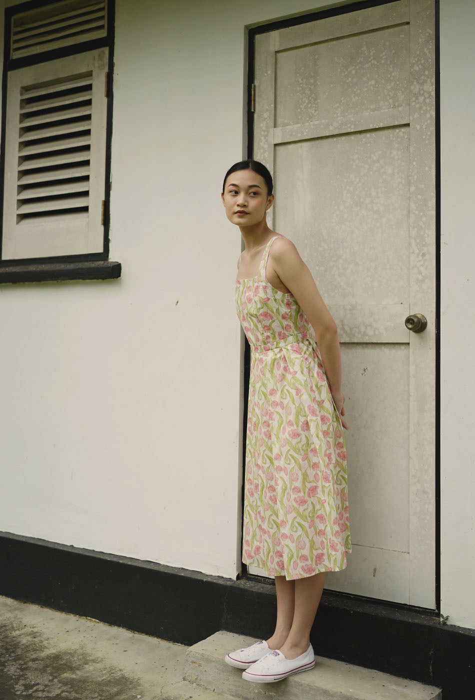 Picture Perfect Cotton Dress in Pink Tulips