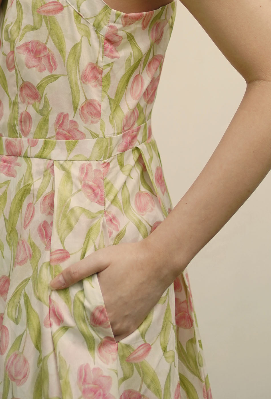 Picture Perfect Cotton Dress in Pink Tulips