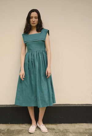 
                  
                    Grandma's Garden Linen Dress in Dark Cyan
                  
                