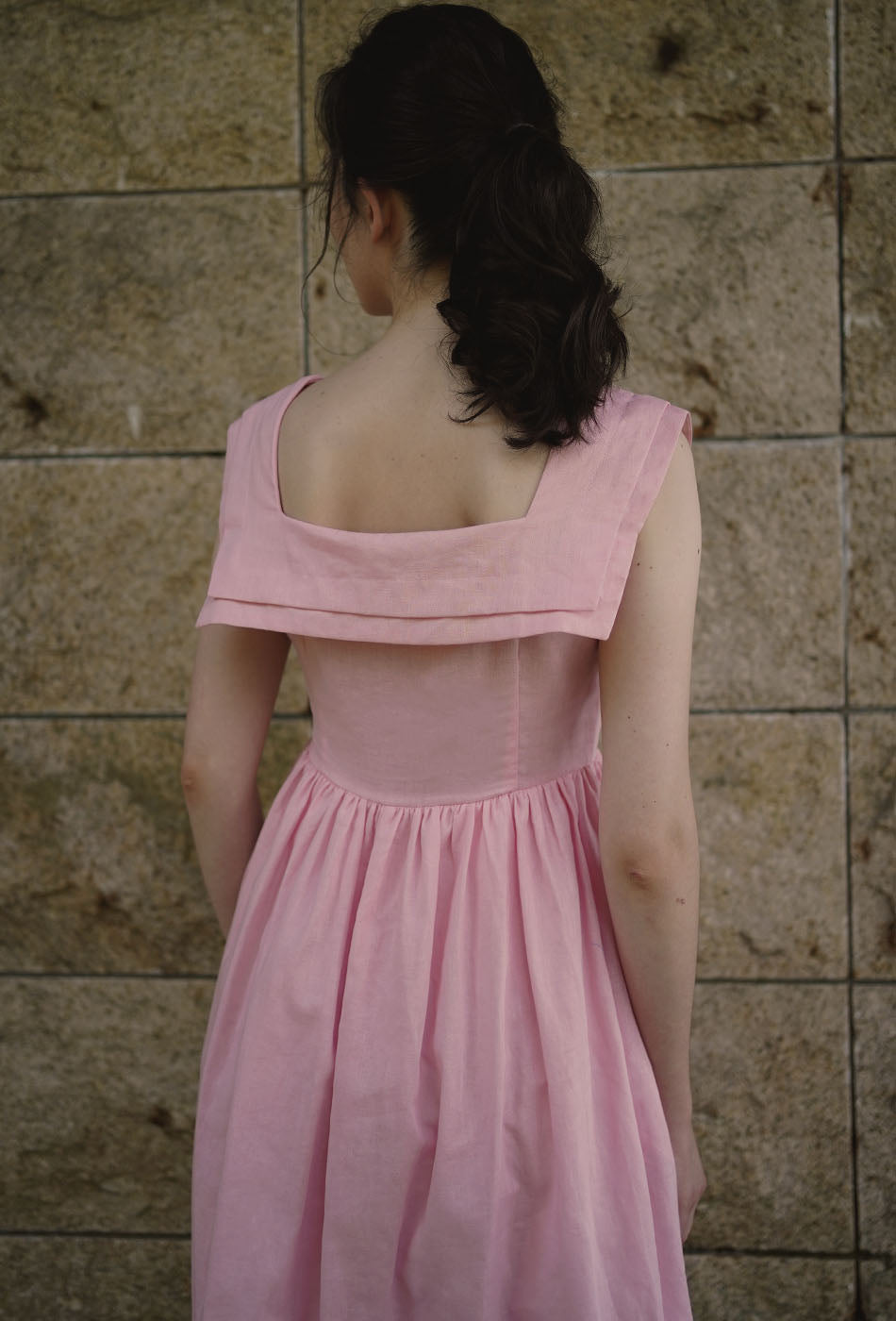 Grandma's Garden Linen Dress in Pink