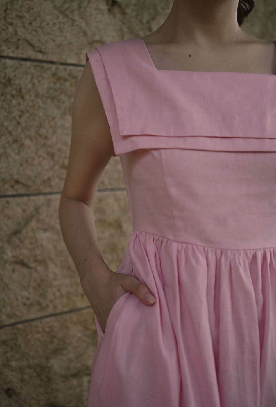 Grandma's Garden Linen Dress in Pink