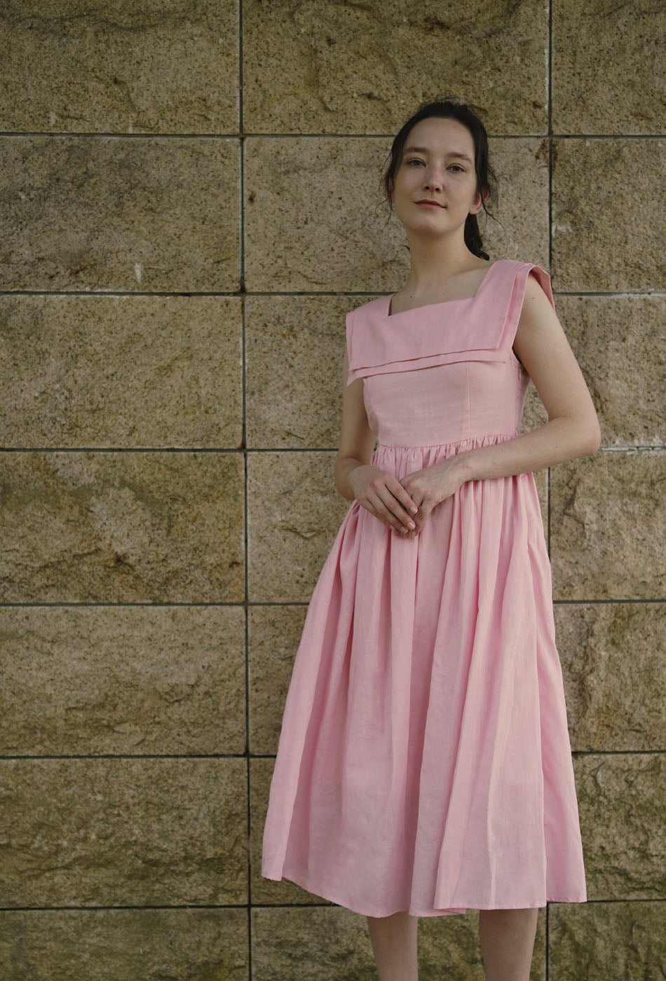 Grandma's Garden Linen Dress in Pink