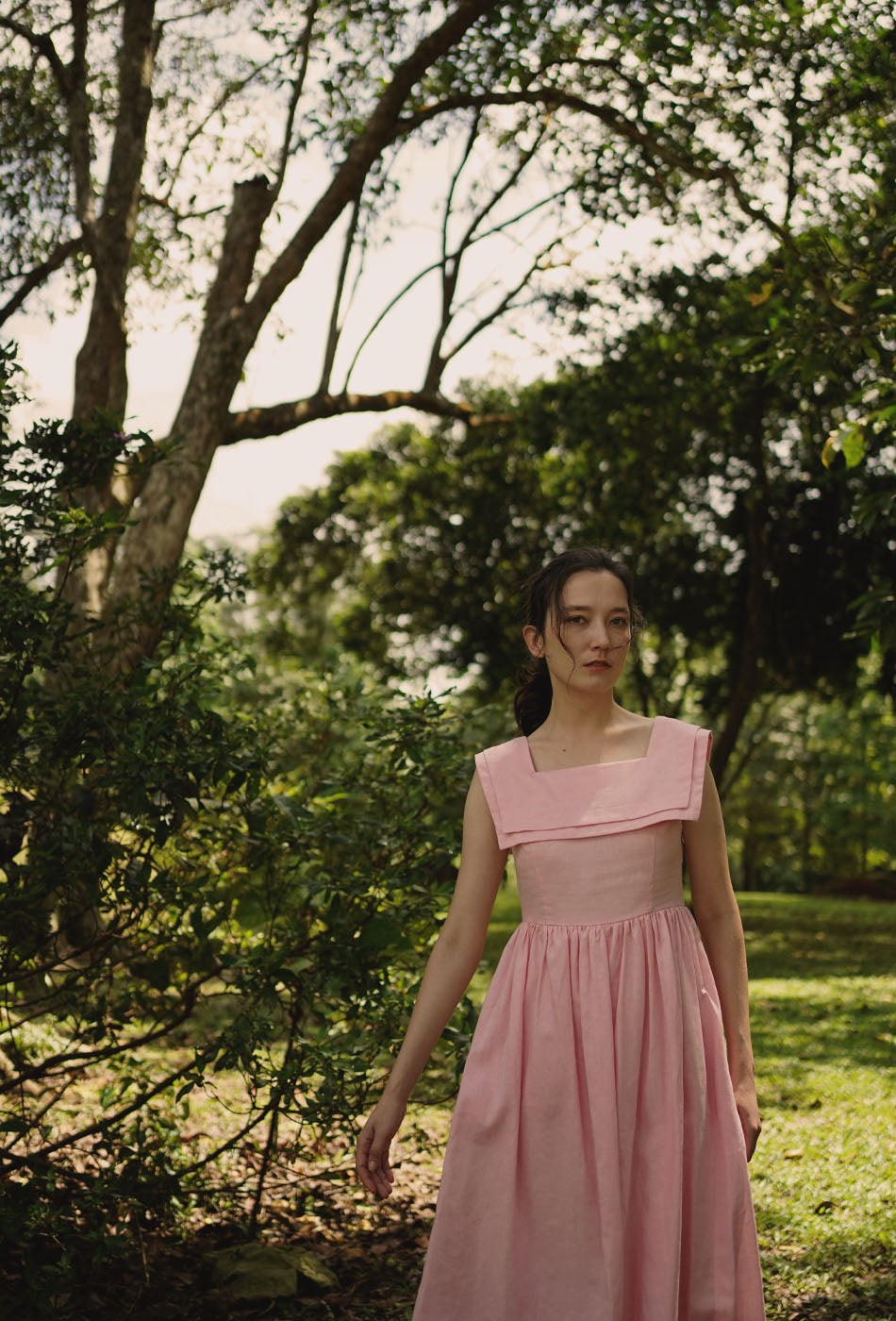 Grandma's Garden Linen Dress in Pink