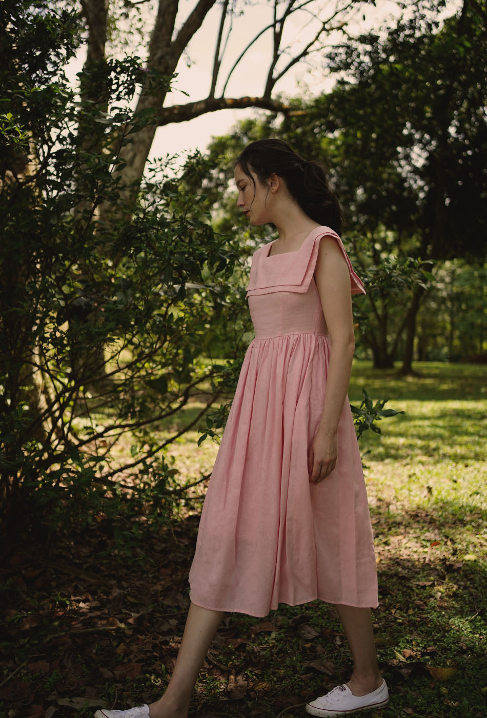 Grandma's Garden Linen Dress in Pink