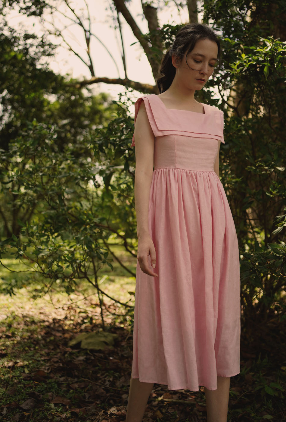 Grandma's Garden Linen Dress in Pink