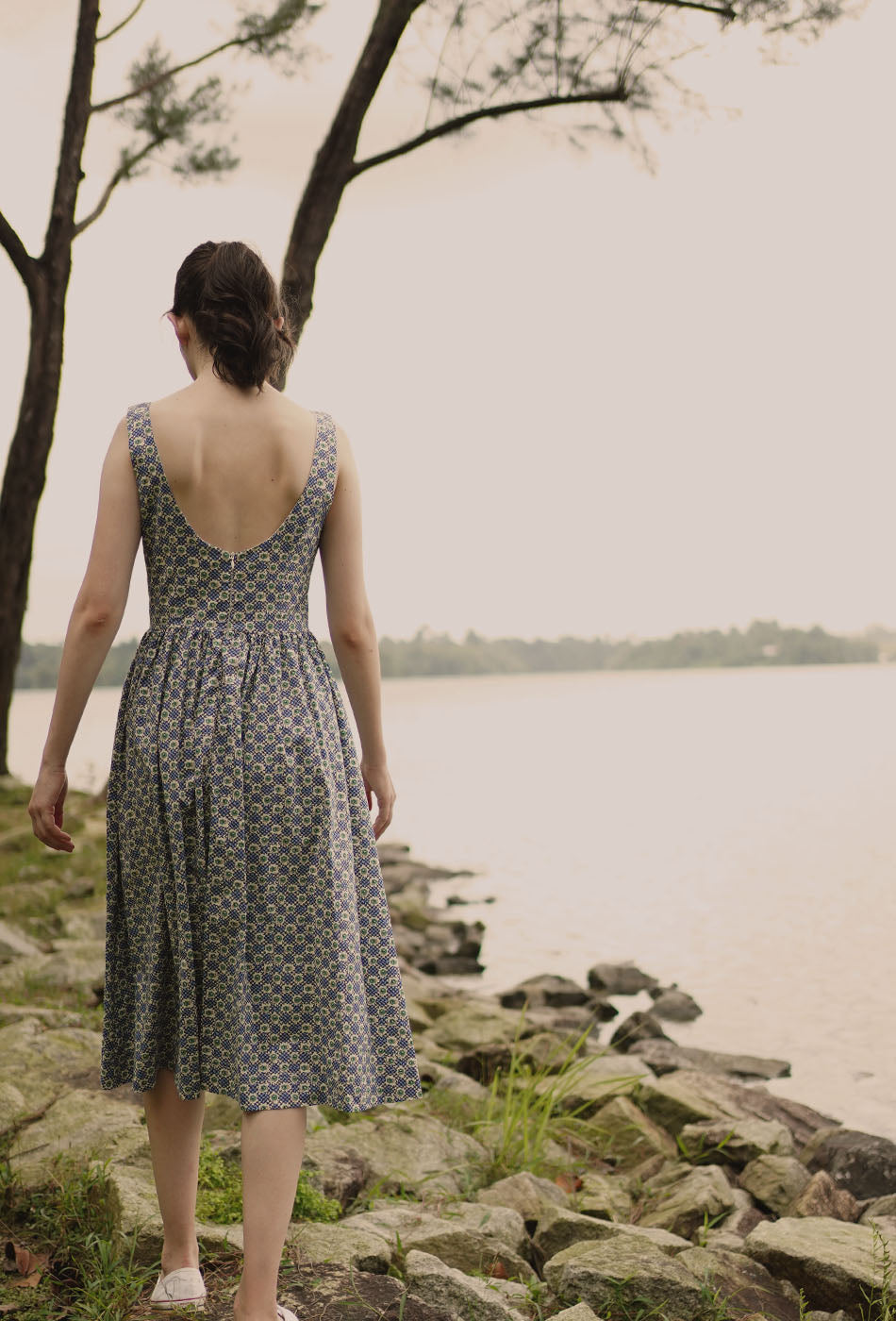 Catching the Sun Cotton Dress in Vintage Blue