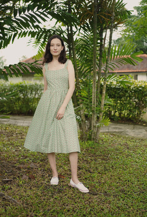 
                  
                    Catching the Sun Cotton Dress in Green Bloom
                  
                