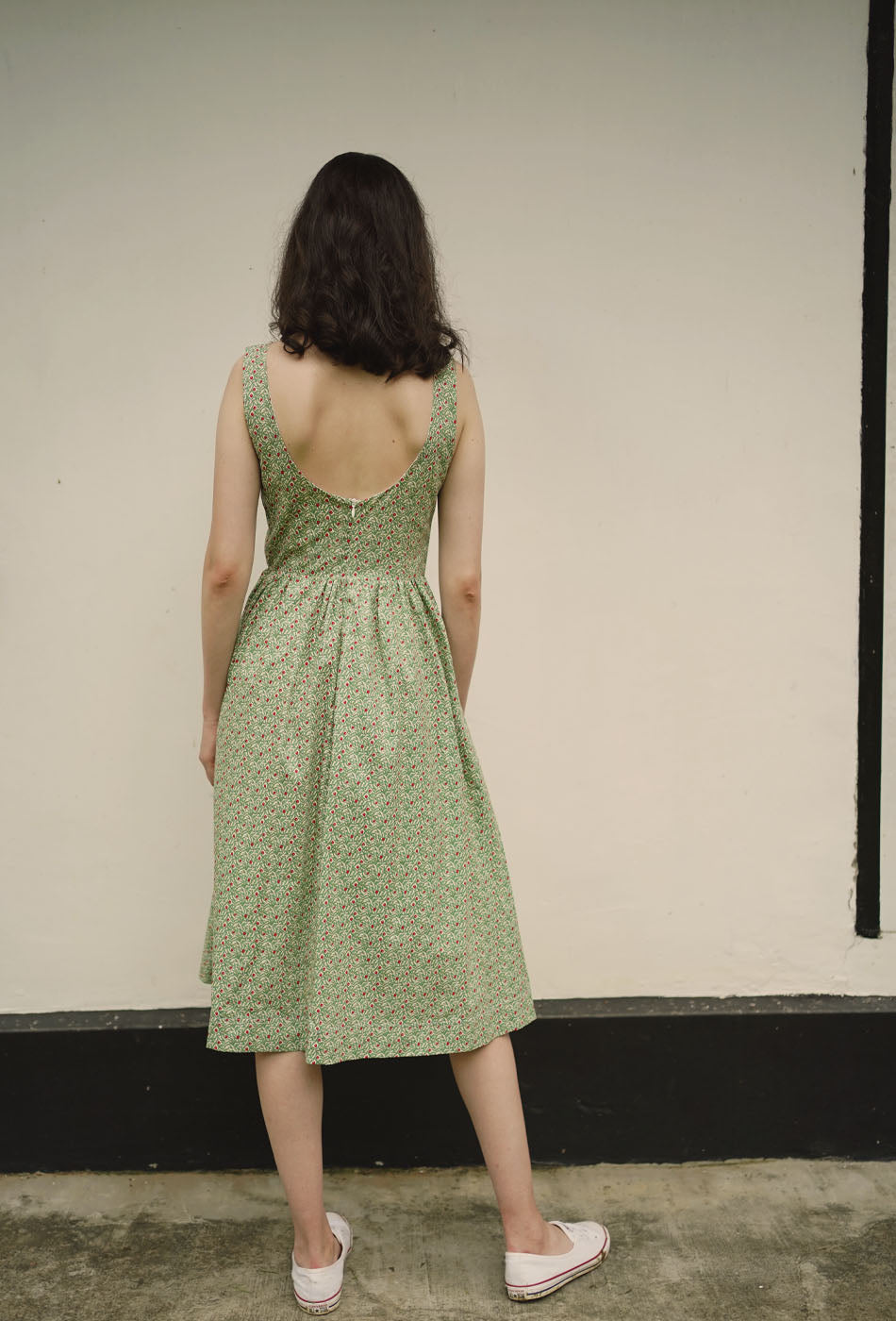 Catching the Sun Cotton Dress in Green Bloom