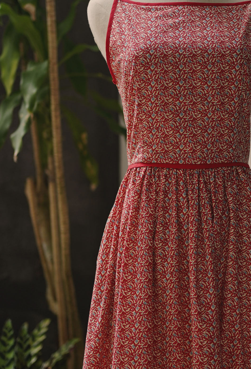 Seems Like Old Times Cotton Dress in Red Bloom