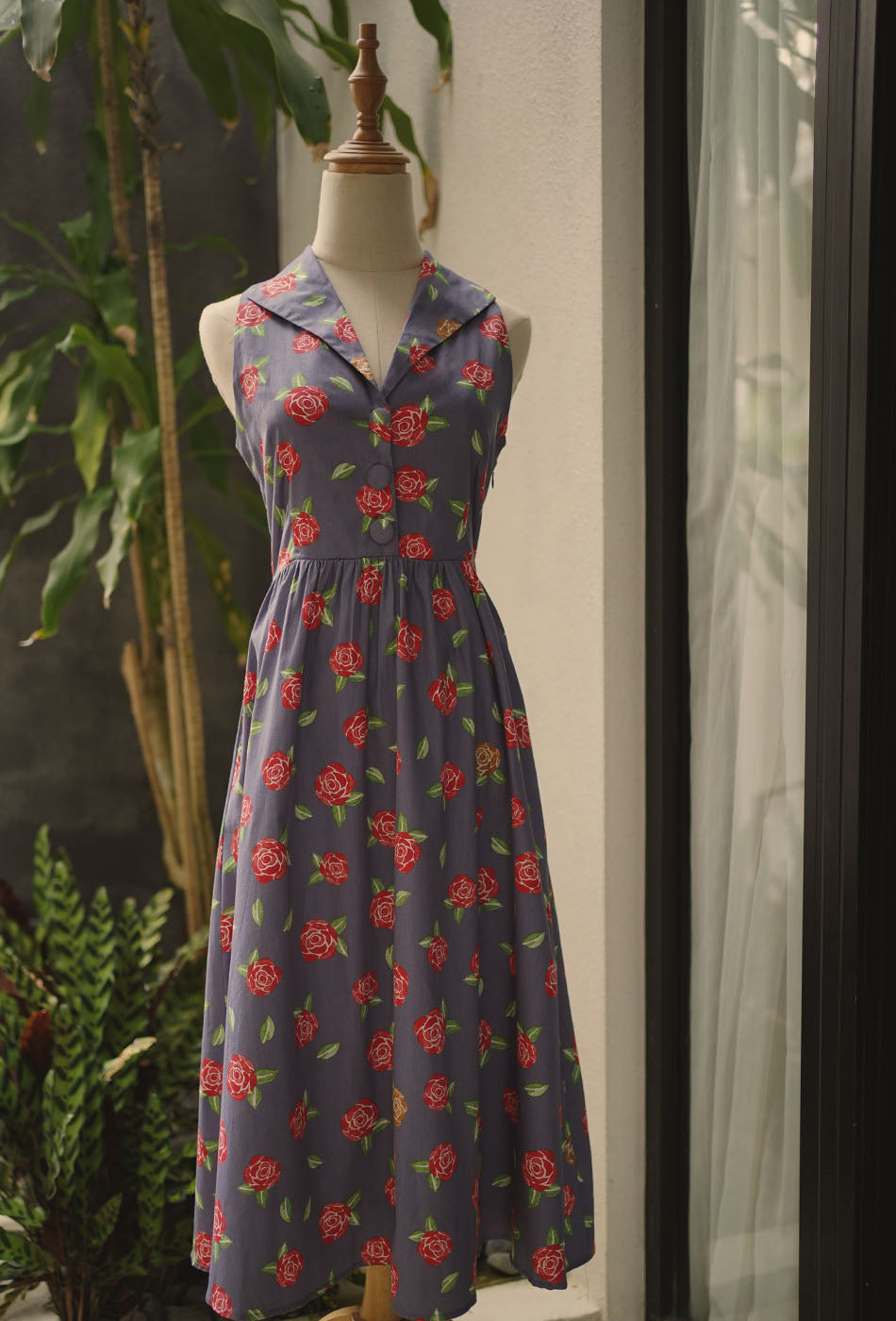 Summer in Colmar Cotton Dress in Scattered Blue