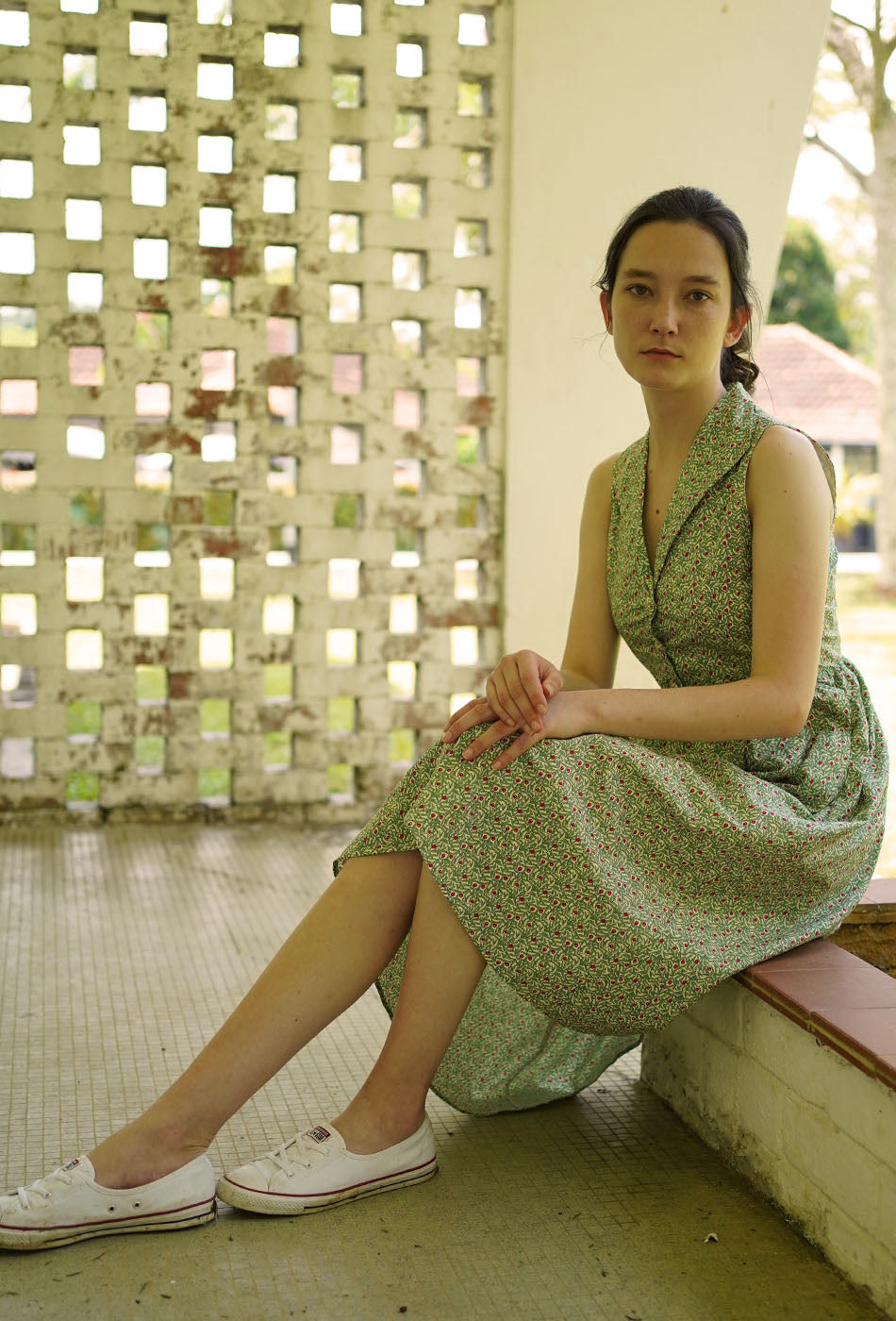 Summer in Colmar Cotton Dress in Green Bloom