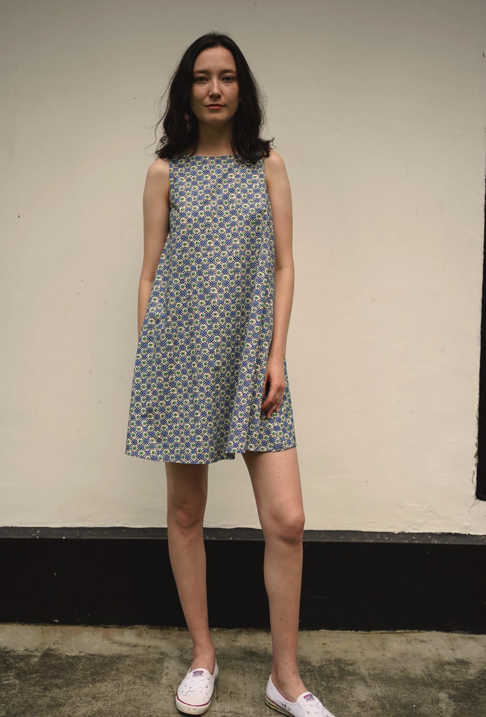 Enchanted Cotton Dress in Vintage Blue