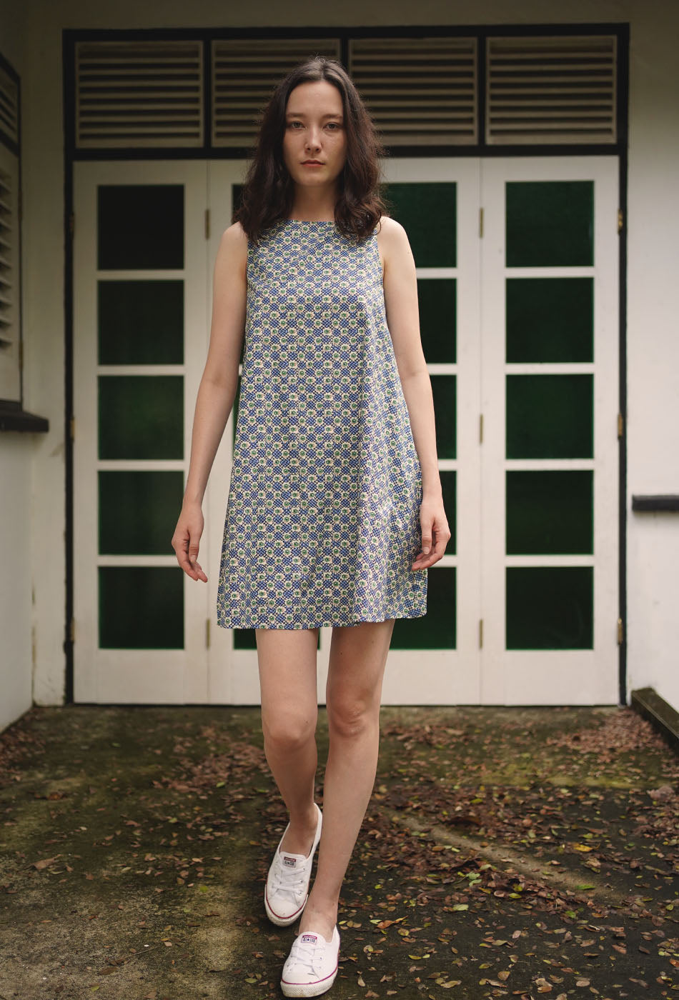 Enchanted Cotton Dress in Vintage Blue