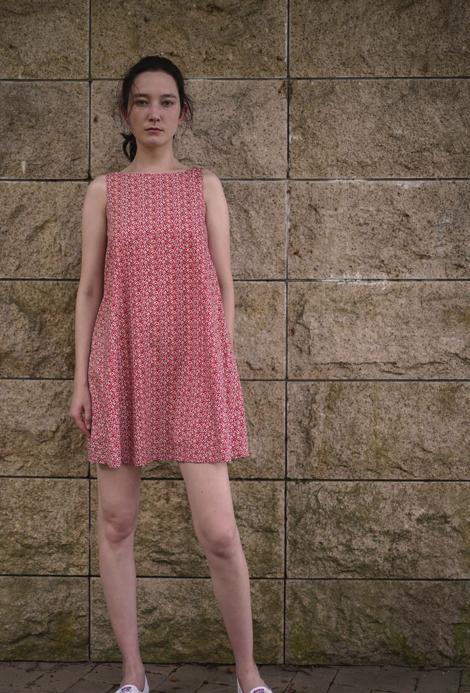 Enchanted Cotton Dress in Red Bloom