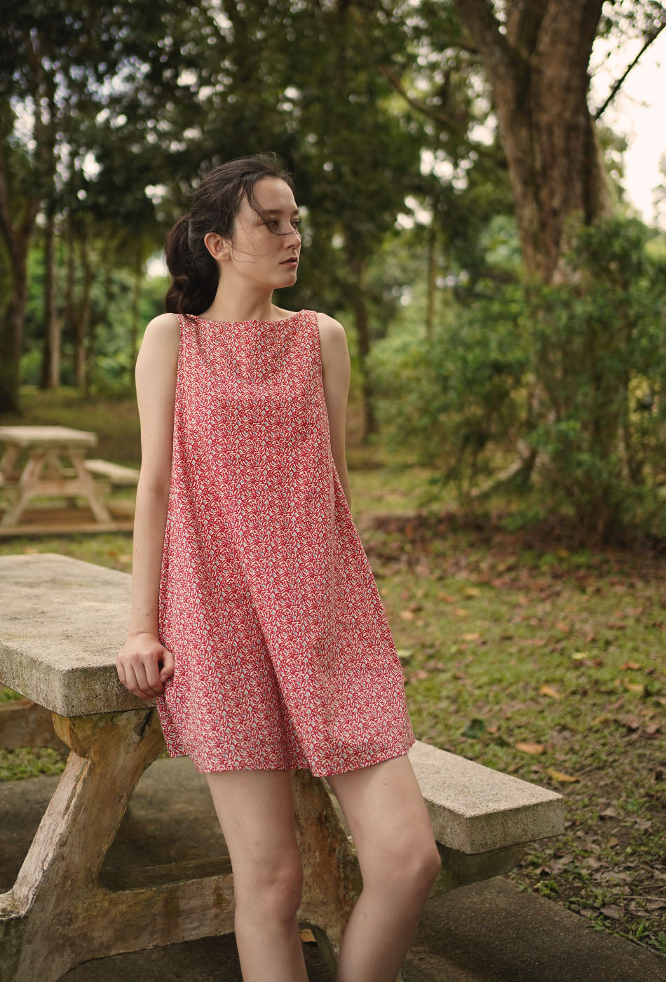 Enchanted Cotton Dress in Red Bloom