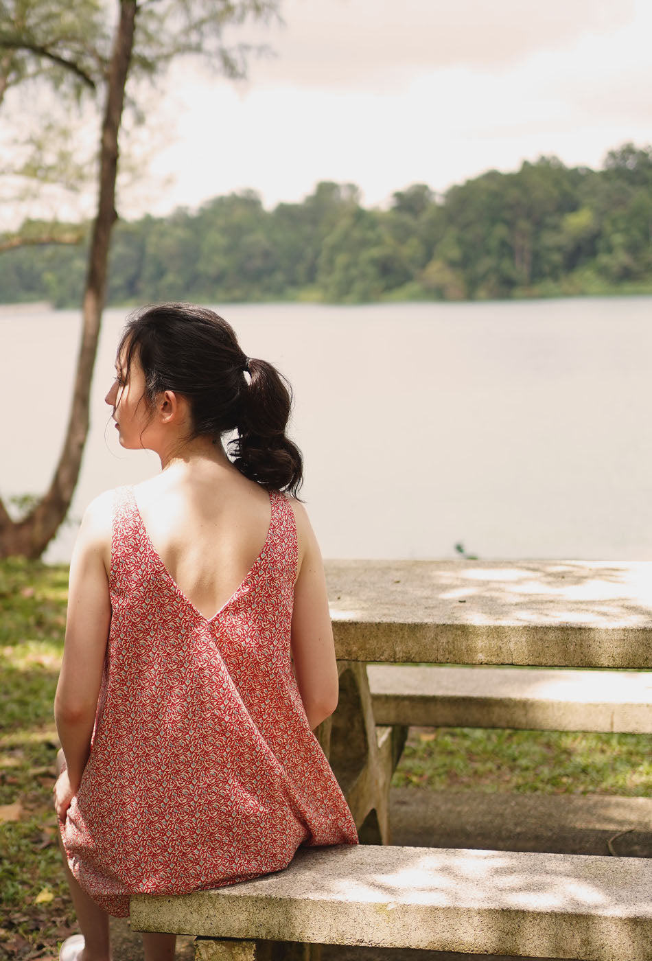 Enchanted Cotton Dress in Red Bloom